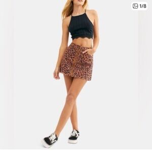 We The Free Brown Leopard Mini Skirt
